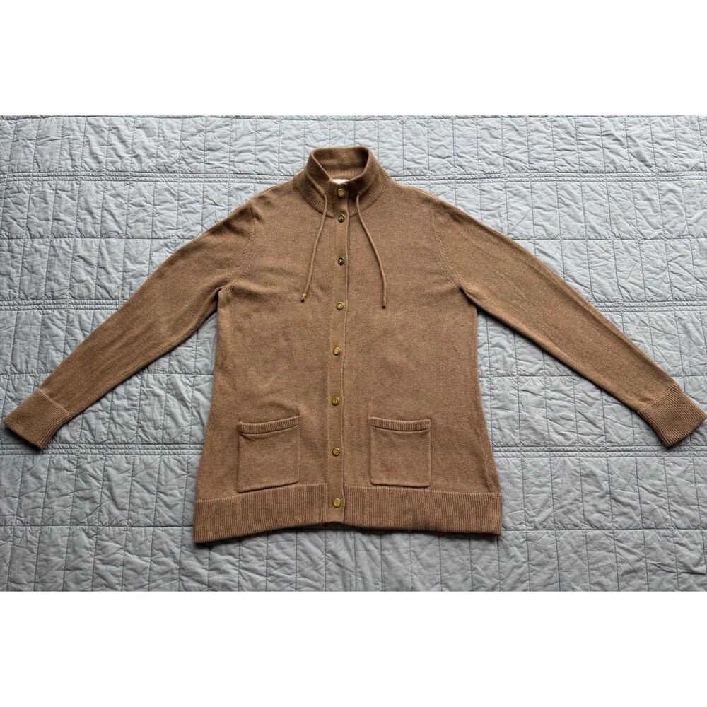 Banana Republic XL Angora Blend Cardigan Camel Gold Buttons Pockets